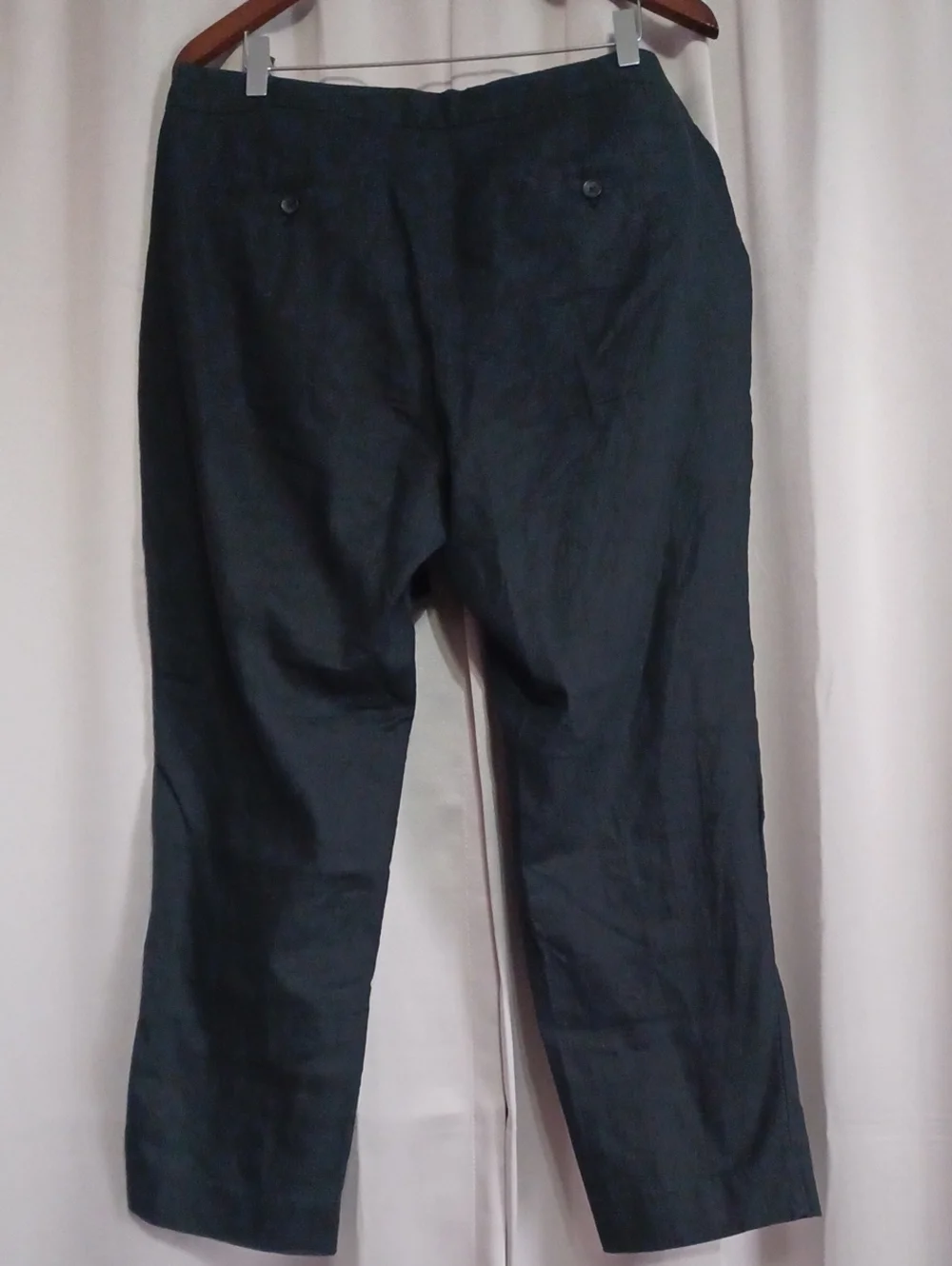 Banana Republic Avery Tie Waist Linen Cotton Blend Ankle Pants Sz 14 Black